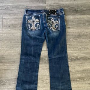 Miss Me Jeans Fleur de lis rhinestone styles